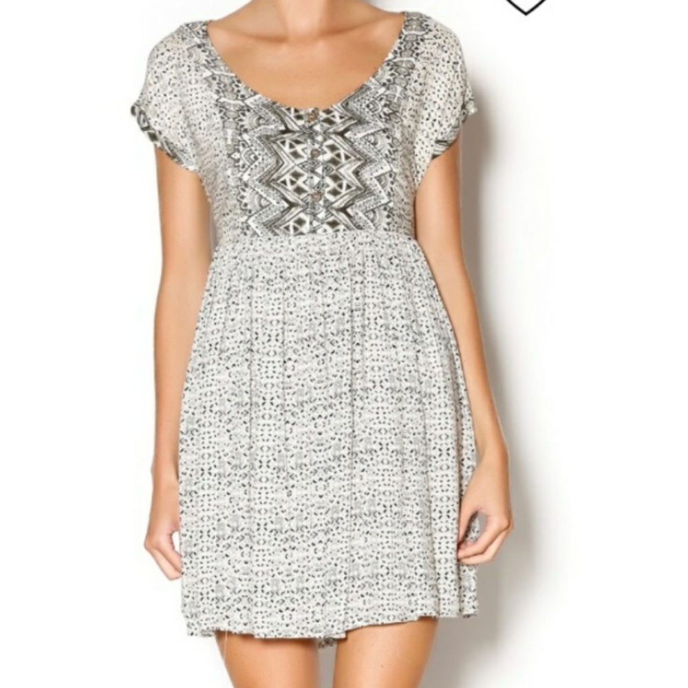 Free People Bohemia Tunic Dress-Olive/Ivory